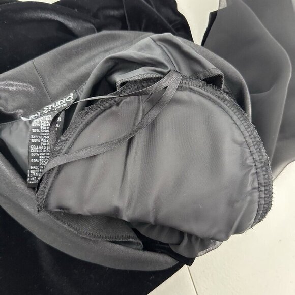 Vtg Bay Studio Velvet Jacket Petite XL Sheer Sleeve Rhinestone Button Evening - Picture 5 of 11